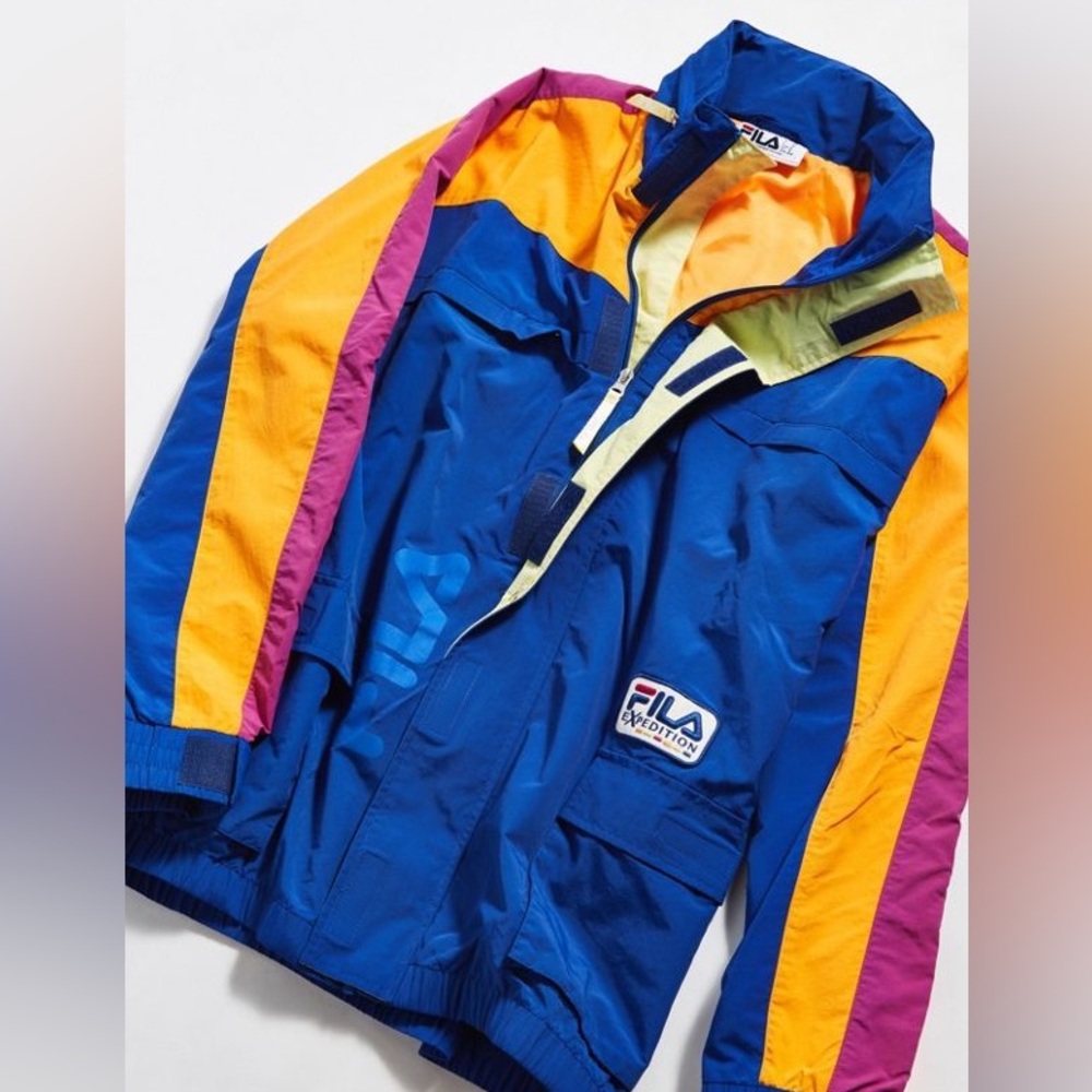 Fila Expedition Blue and Orange Colorblock Jacket Sz XL